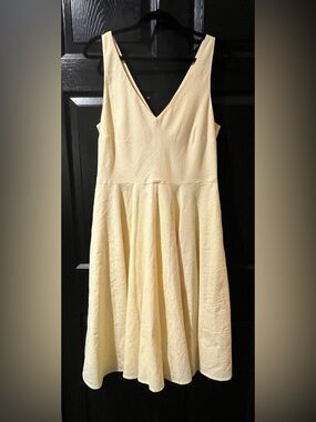Hutch Yellow and White Pin Stripe Seersucker Fit & Flare Dress